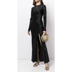 SIR. 2 black 100% silk long sleeve Soleil maxi dress
